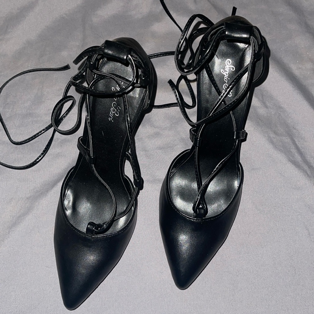 Lace up stiletto heels